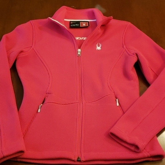 Spyder Rib Knit Ski Jacket Fitted Hot Pink Med. EUC - Picture 2 of 8